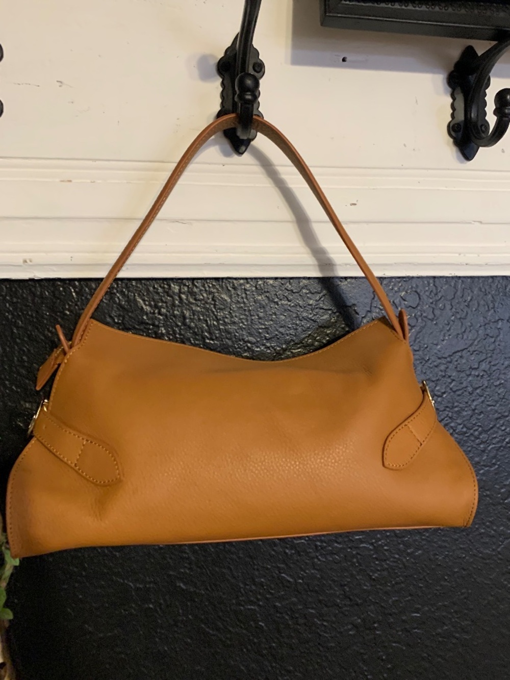 Tan pebbled leather hand bag - new